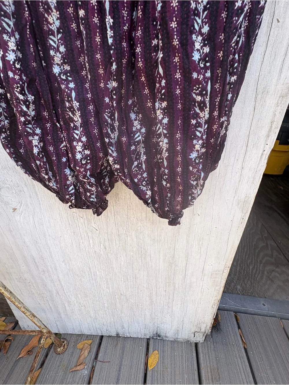 Free People Burgundy Floral Pantsuit with Tie Straps